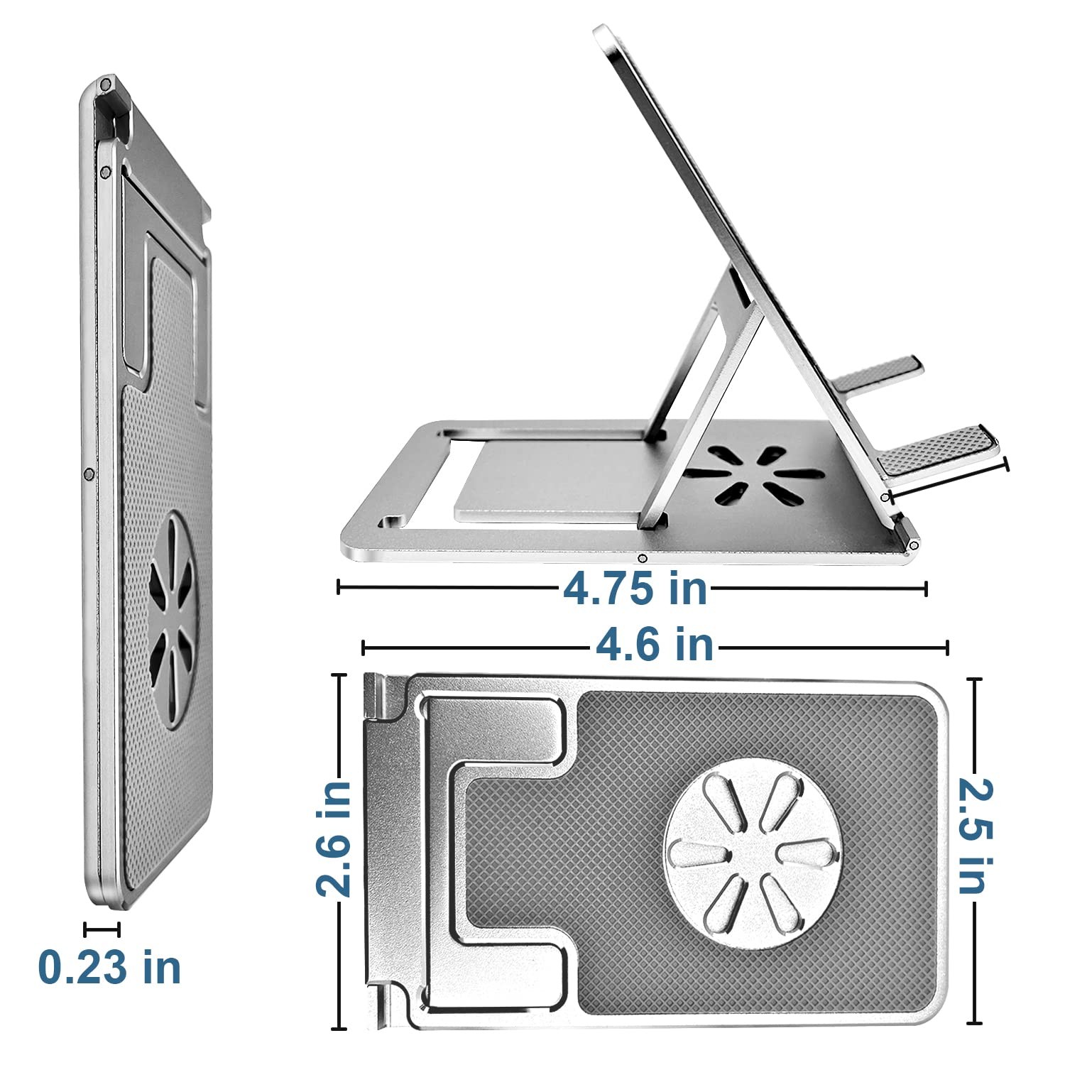 Metal Cell Phone Stand Portable Adjustable Desktop Holder for iPhone iPad Silver