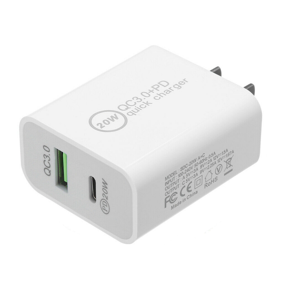 Fast Charger QC PD 20W Power Adapter Cube USB Cord For iPhone 14 13 12 11 8 Lot