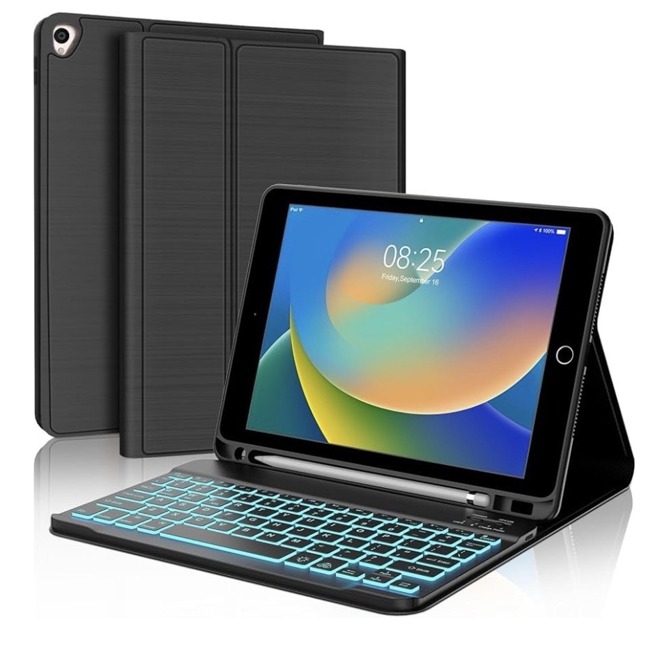 iPad 10.2 inch Case with Keyboard, Detachable Bluetooth Keyboard w/ Backlight