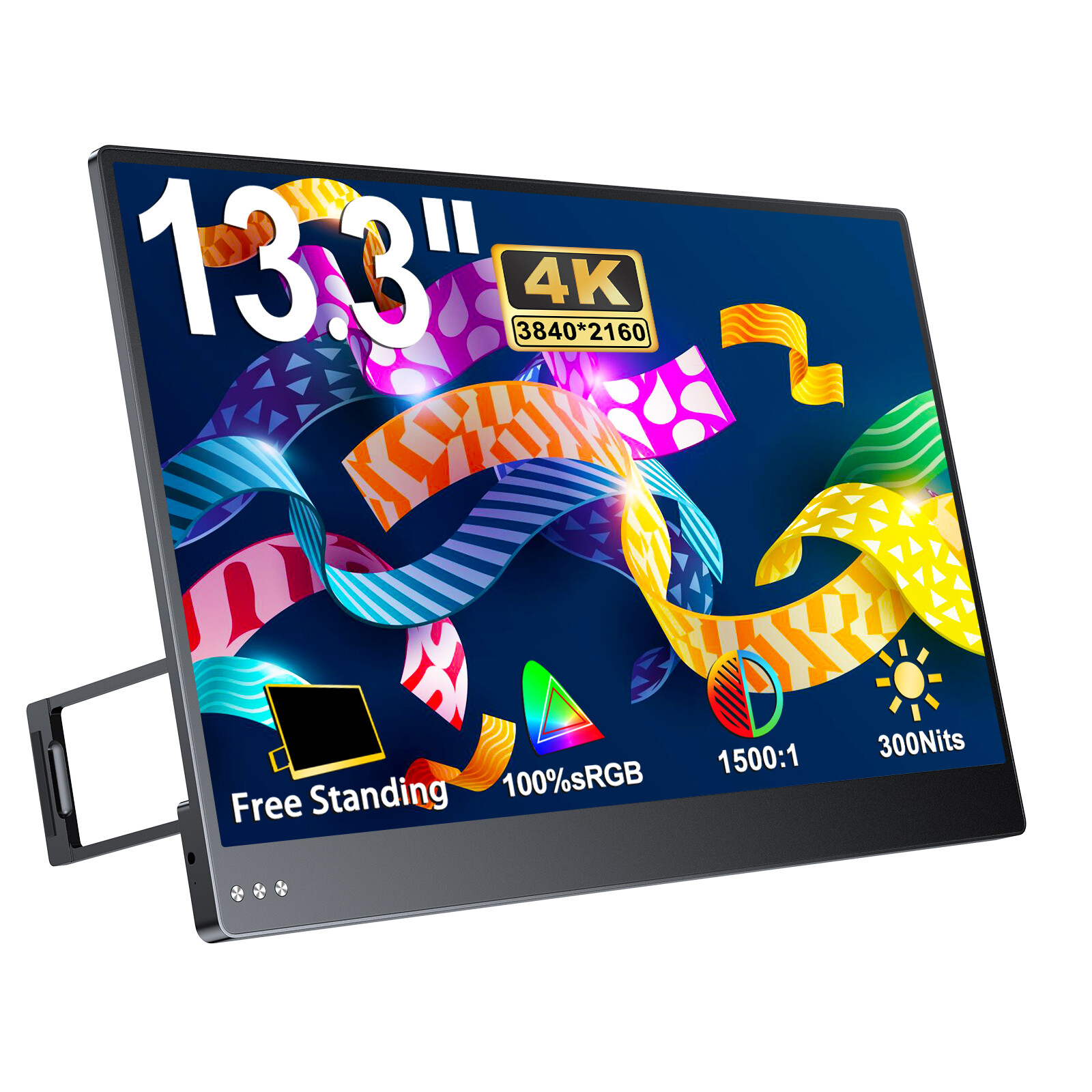 4K Portable Monitor 13.3″ Portable Display 1500:1 300Nits 100% sRGB HDR Screen