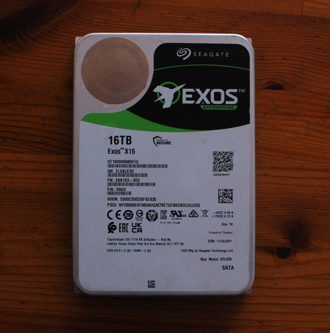 Seagate Exos X16 (7200RPM, 3.5″, SATA III, 256MB Cache) 16TB Internal Enterprise