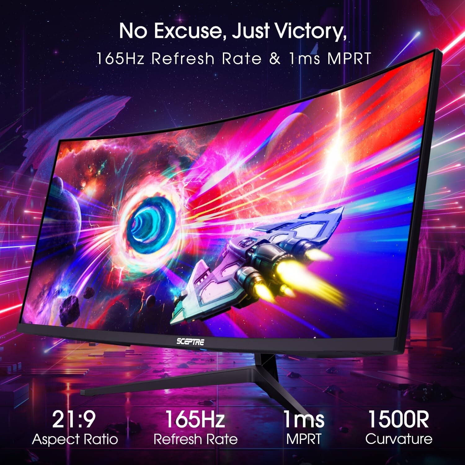 34-Inch Curved Ultrawide WQHD Monitor 3440 x 1440 R1500 up to 165Hz DisplayPort
