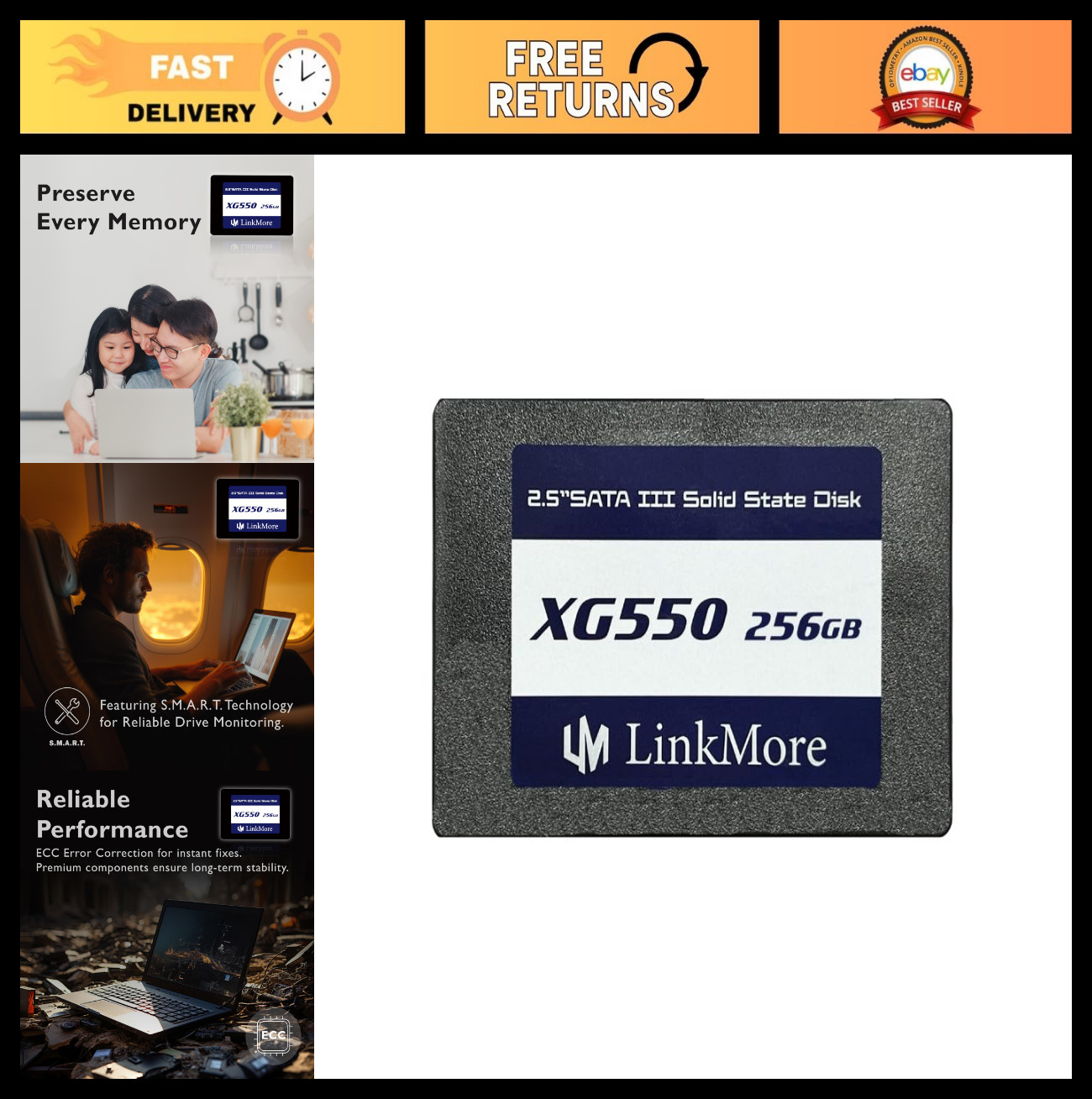 256GB 2.5” SATA III Internal SSD, Solid State Drive, 540MB/s Read, 530MB/s Write