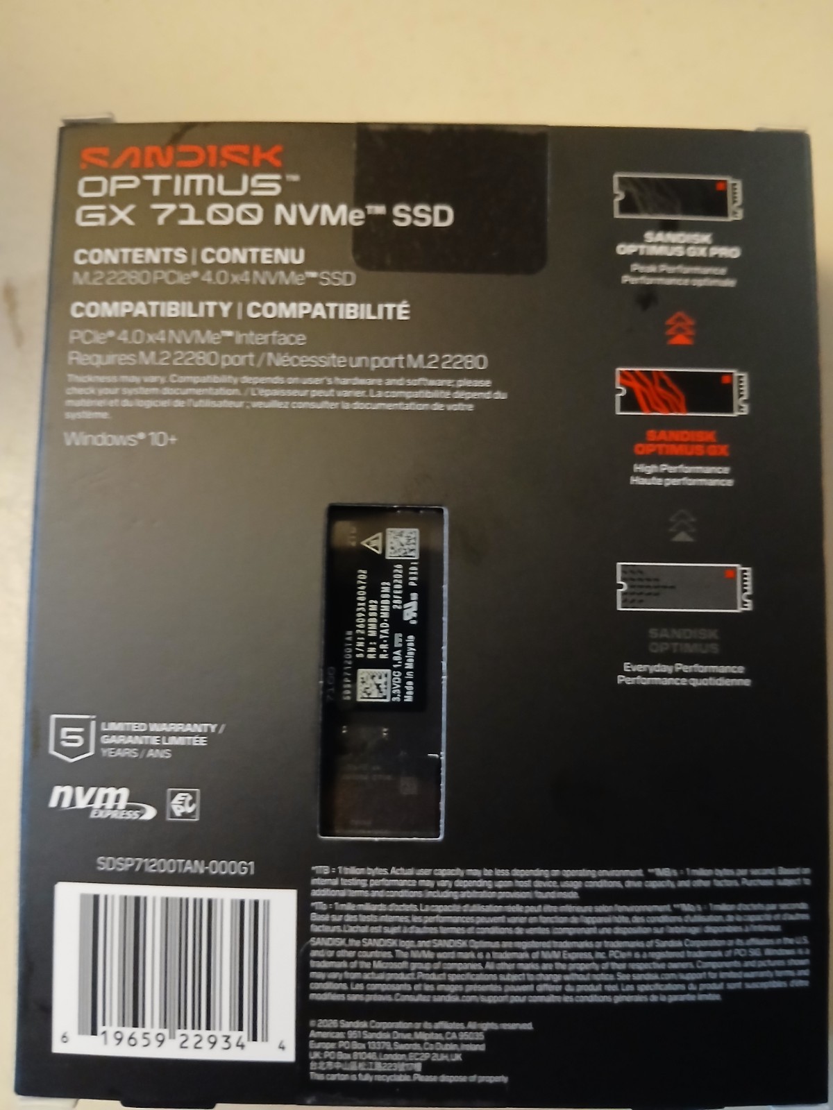 SanDisk Optimus GX 7100 2TB PCIe 4.0 x4 NVMe M.2 2280 Internal SSD SEALED