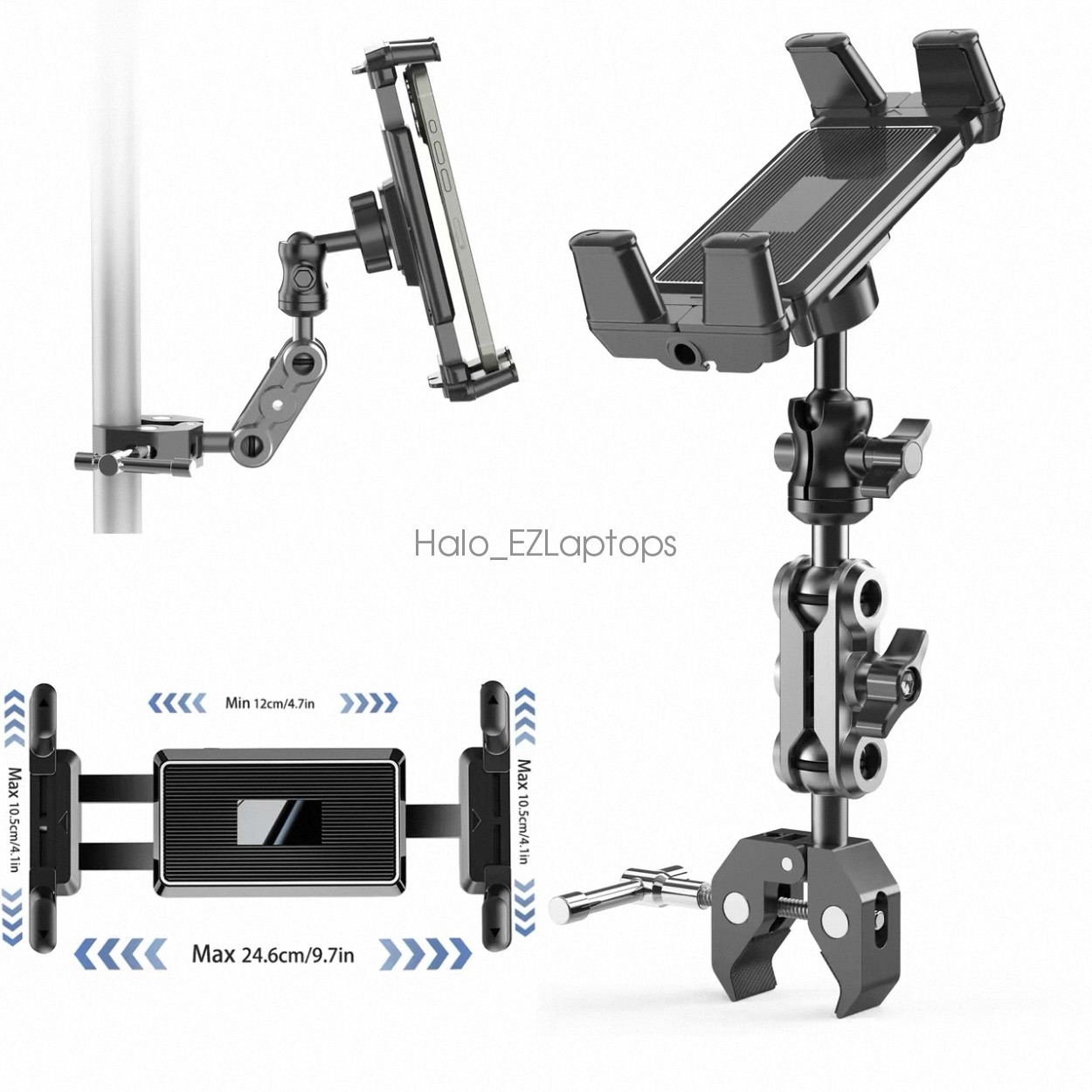 Heavy Duty iPad Tablet Phone Holder Clamp for Mic Stand Bike Treadmill Peloton