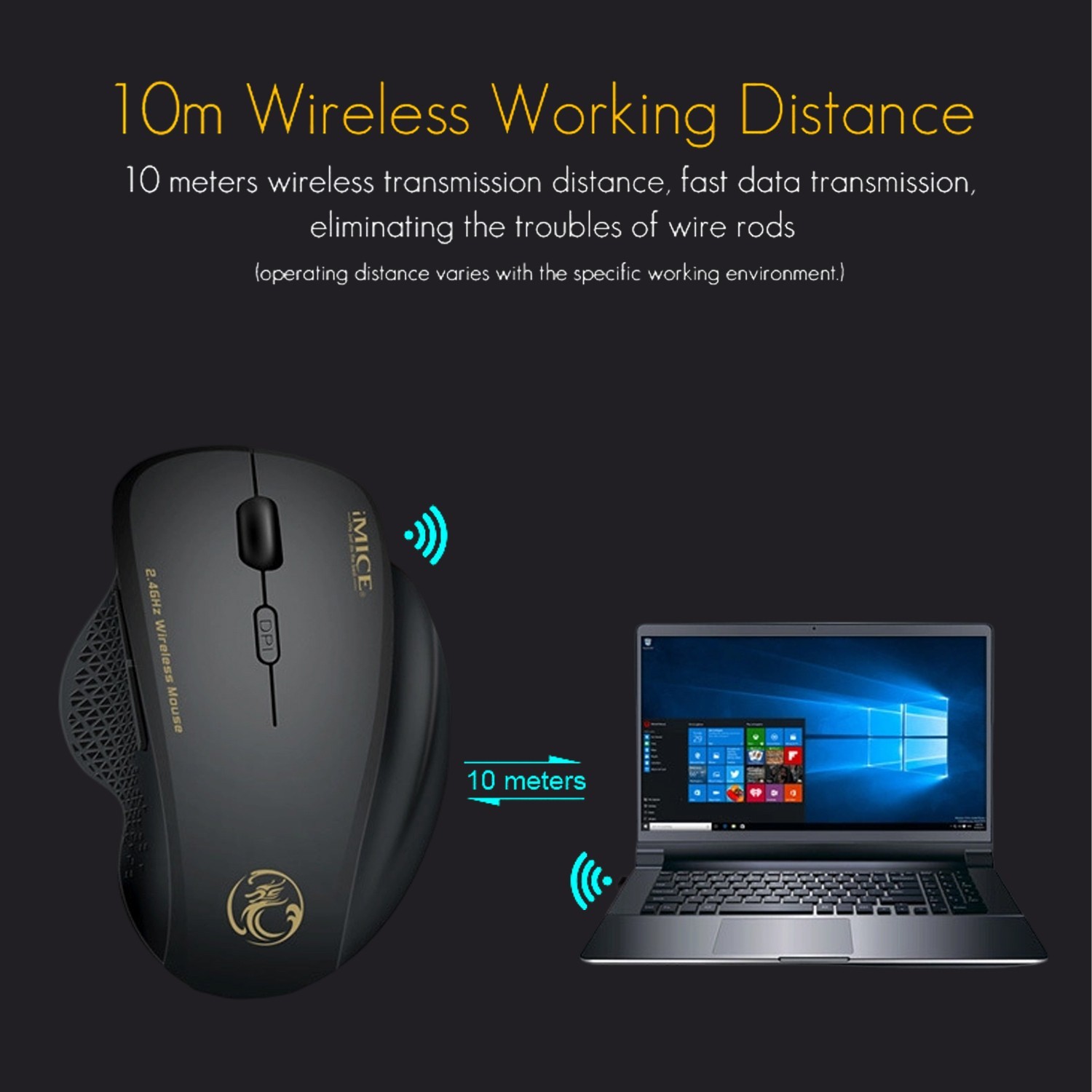 Ergonomic Wireless Mouse 2.4GHz Silent Optical Mice 6 Button USB For Laptop PC