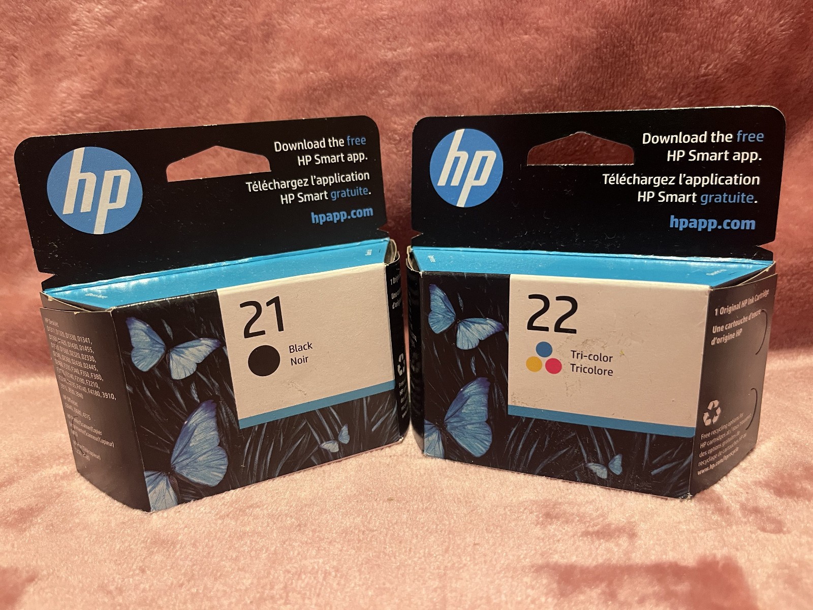 Genuine HP 21 Black & 22 Tri-Color Ink Set Dates: 2024 & 2025