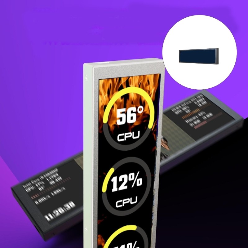 Showing Time Date Temperature And Fan Speed 9.16inch Secondary Monitor For PC