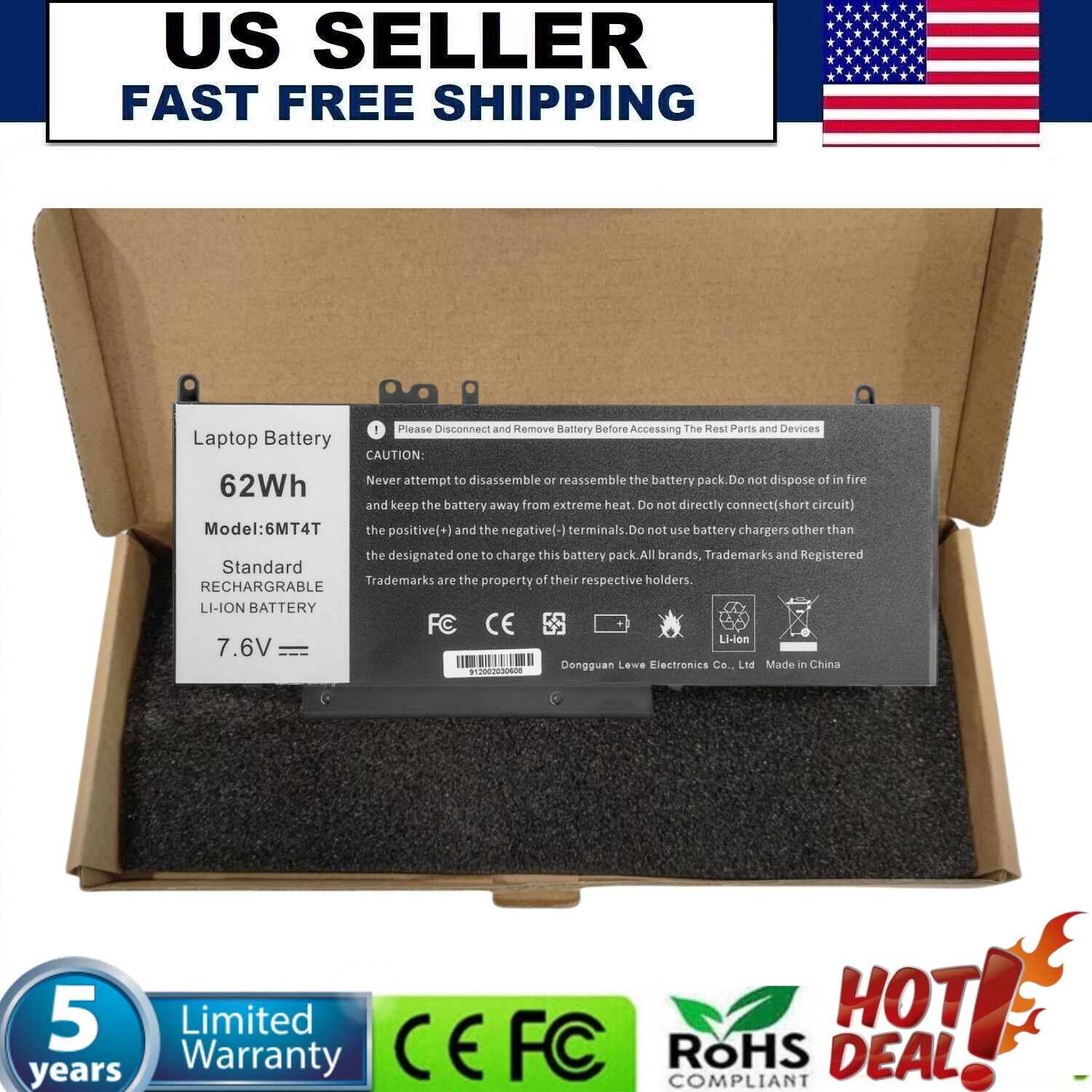 Lot 10 6MT4T Battery For Dell Latitude E5470 E5570 Precision 15 3510 M3510 79VRK