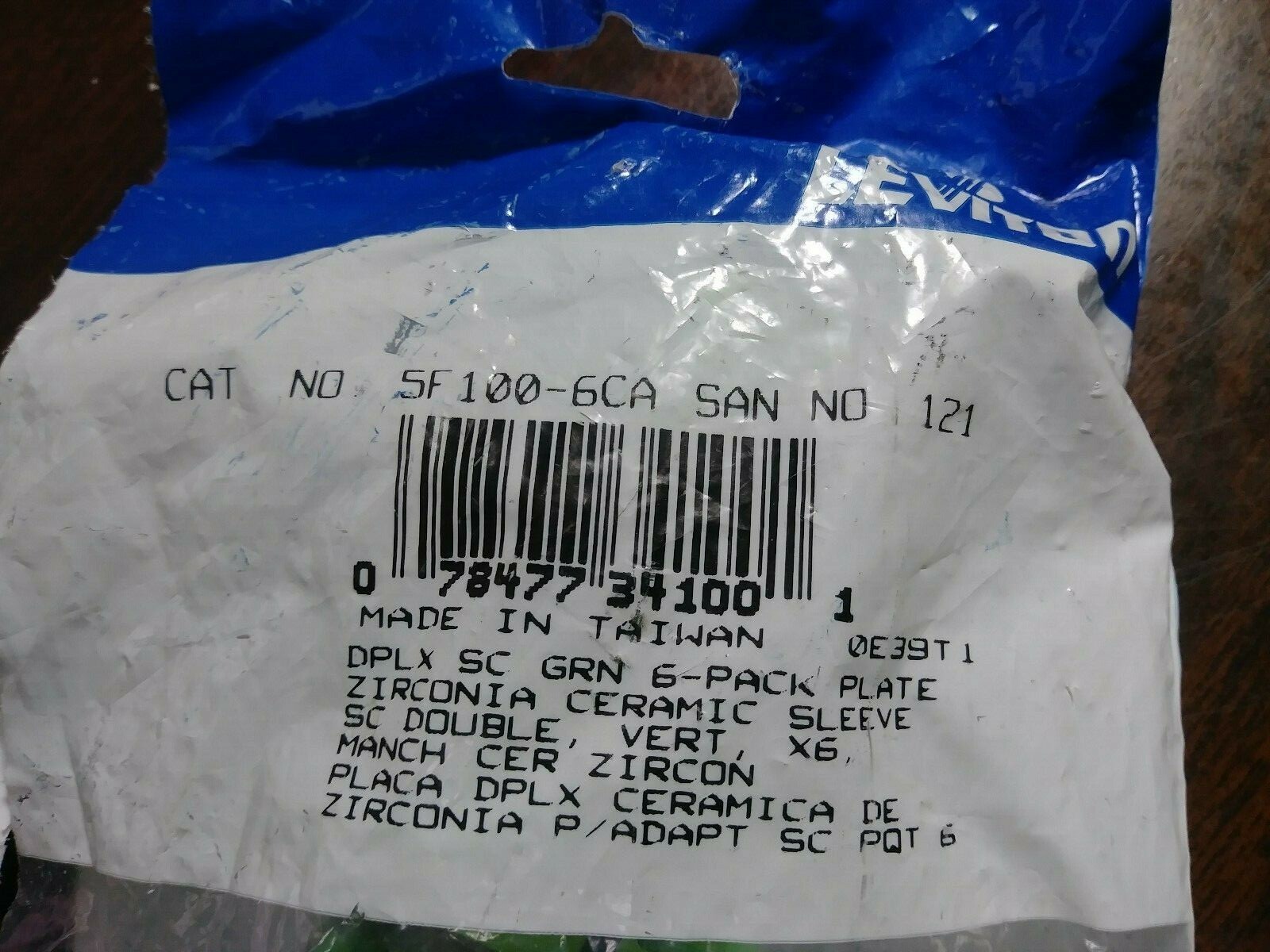 LEVITON 5F100-6CA OPT-X FIBER ADAPTER PLATE 6 PACK GREEN NEW IN PACKAGE SURPLUS