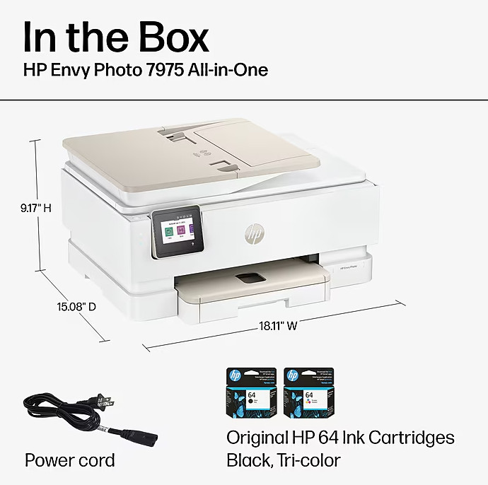 HP Envy Photo 7975 Wireless Color Inkjet All-in-One Printer, Scan, Copy B63K3A