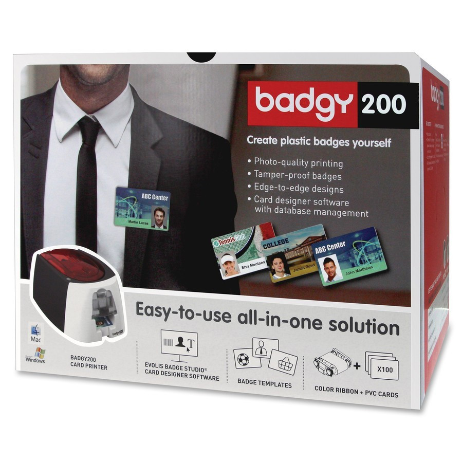 Badgy Badgy200 ID Card Printer Dye Sublimation Color USB 300×300 DPI CR80
