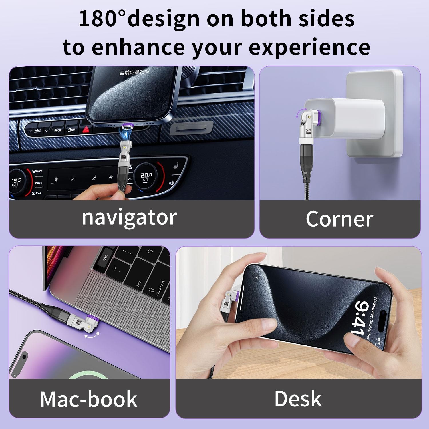Fast Charging Type-c Converter Uslion 240w Magnetic Usb-c Adapter 180° Rotation¢