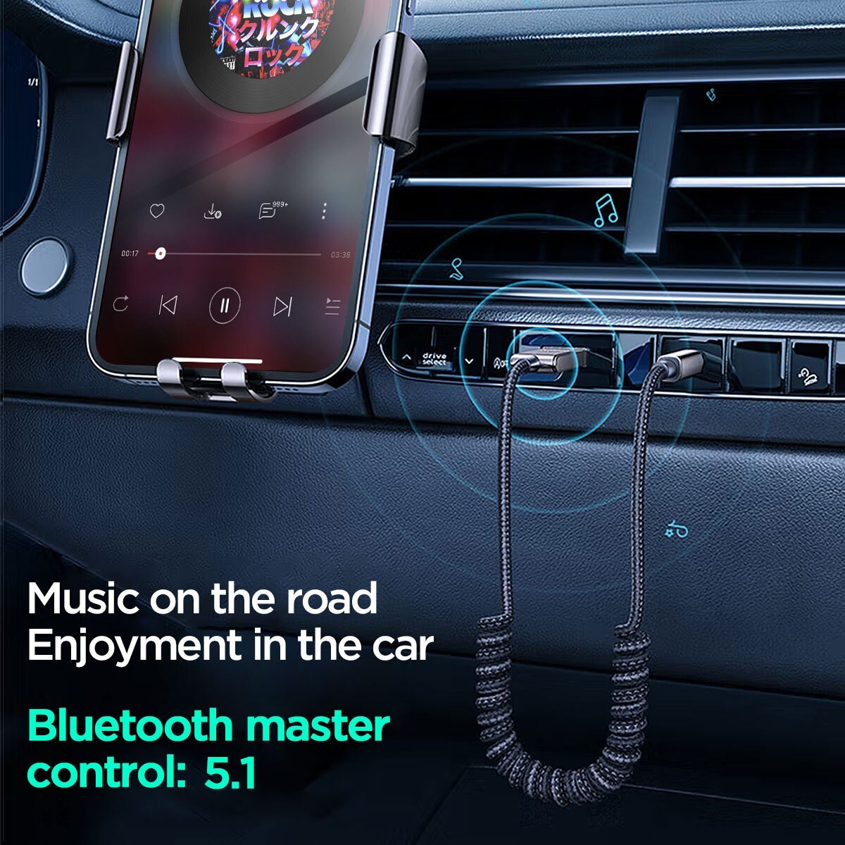 USB to AUX Bluetooth 5.1 Car Adapter 3.5mm Wireless Receiver Hands-Free Mic