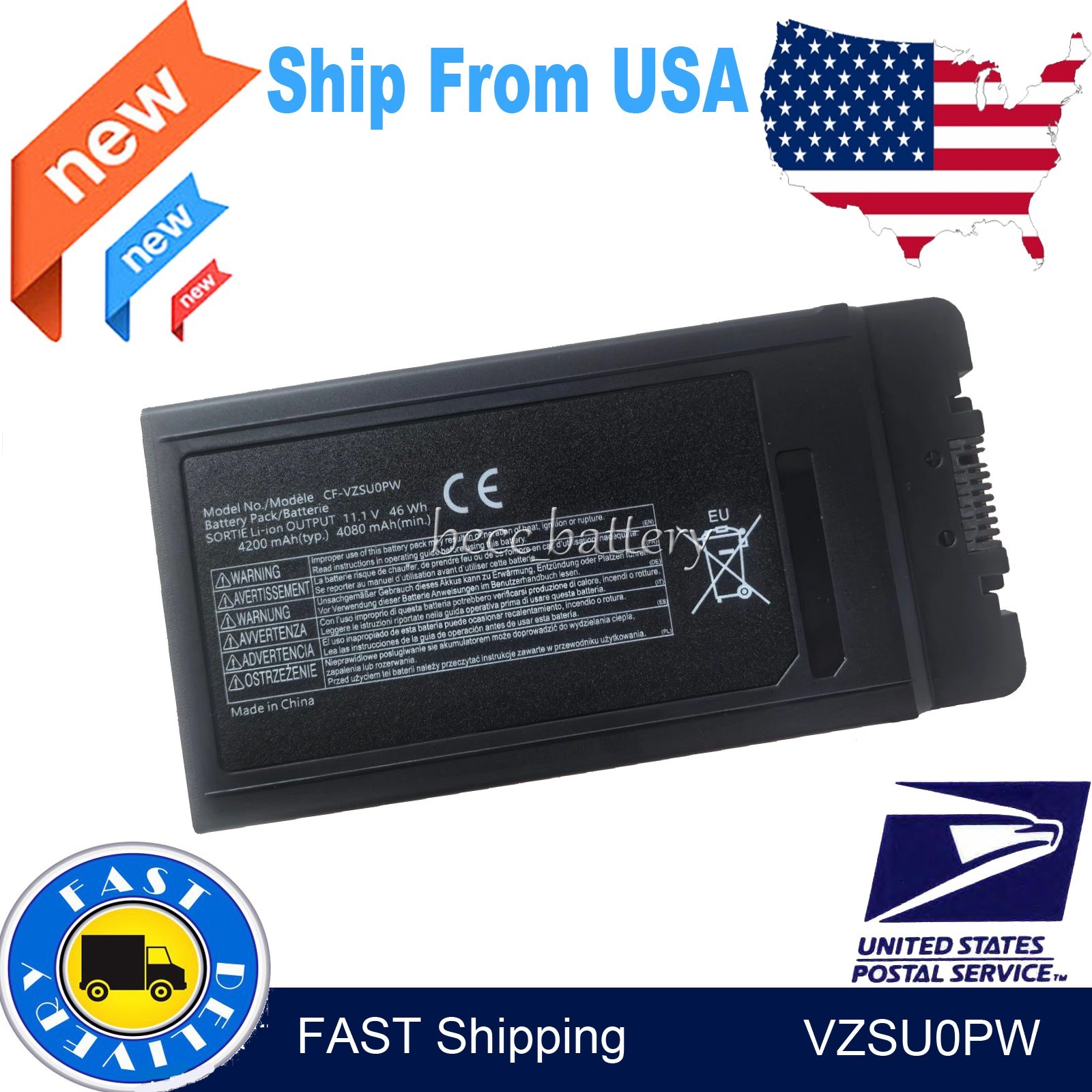 New For Panasonic CF-VZSU0LW CF-VZSU0PR CF-VZSU0PW Battery Pack For Toughbook CF
