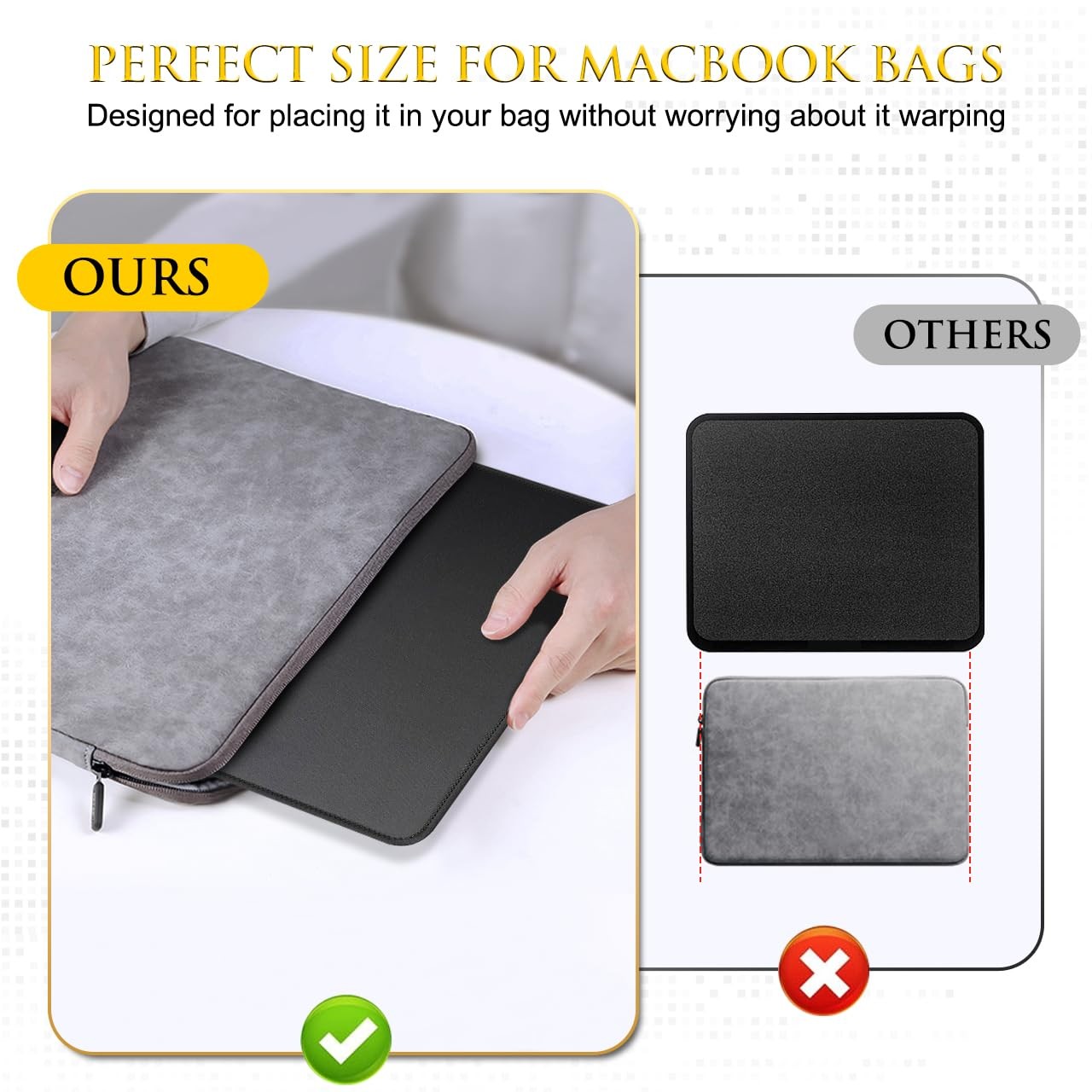 JIKIOU 3 Pack Mouse Pad with Stitched Edge, 10.2×8.3×0.12inch, Black