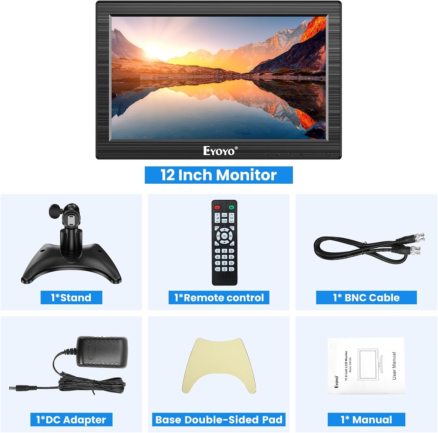12″ Digital Display Monitor VGA BNC HDMI Video 1366×768 CCTV Security screen