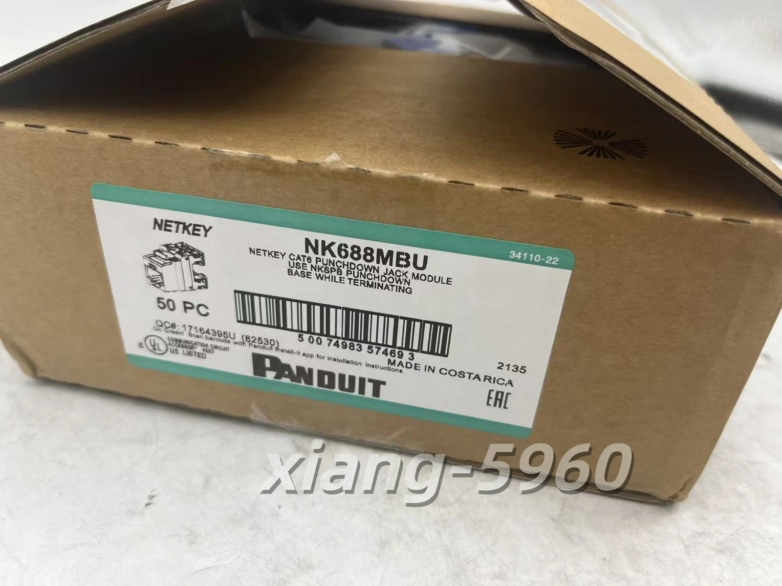 Panduit NetKey NK688MBU/NK688MBL Cat6 Keystone Jack Blue/black Module Box of 50