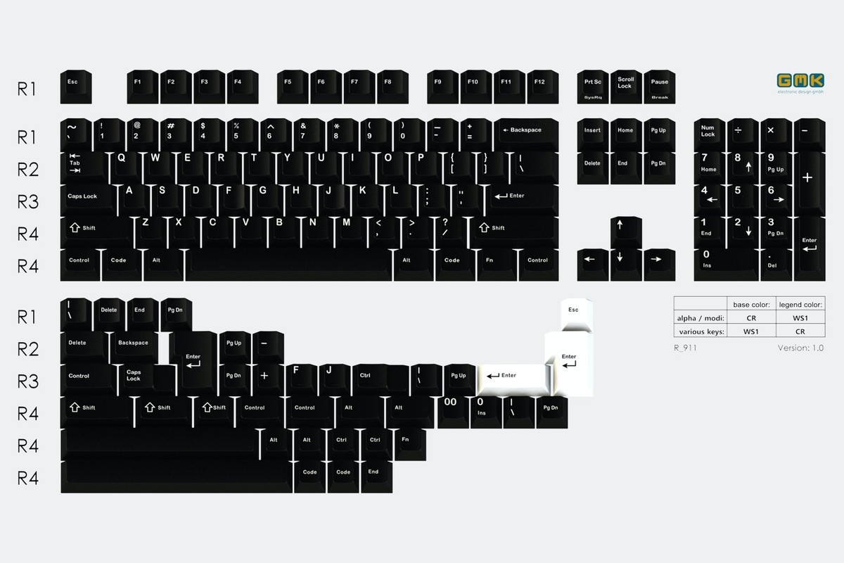 Drop+GMK White on Black Base Kit WoB, Used, Bagged