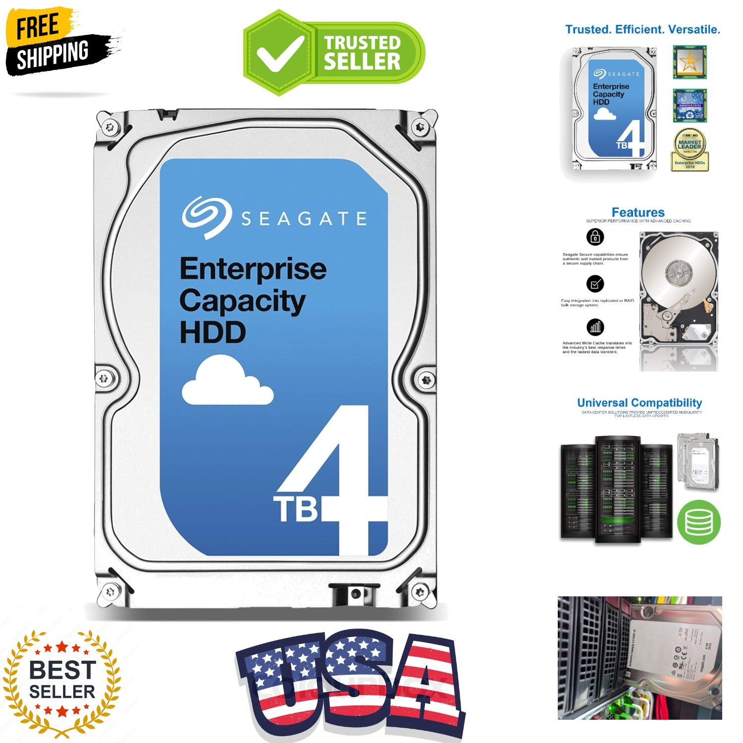 Enterprise Capacity 3.5 | ST4000NM0035 | 4TB 7.2K RPM 128MB Cache 3.5in SATA …