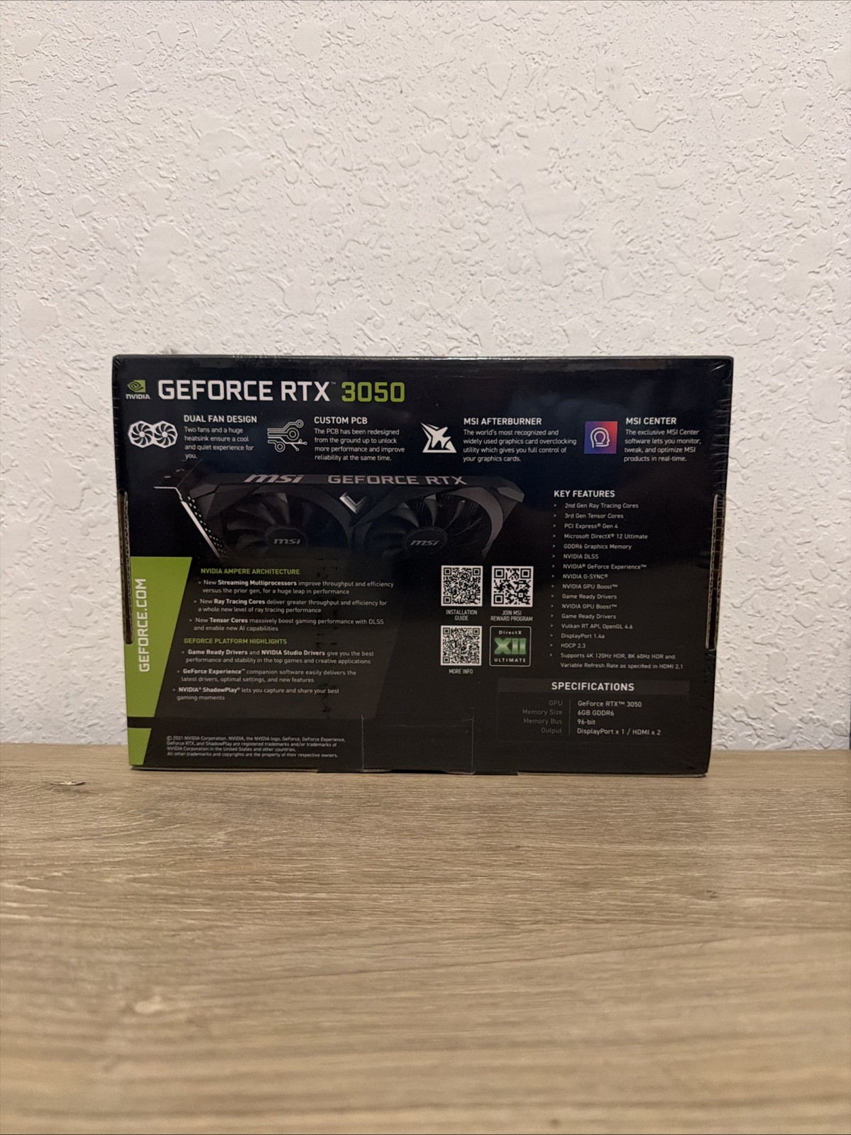MSI GeForce RTX 3050 Ventus 2X 6GB GDDR6 Dual Fan Ray Tracing Graphics Card