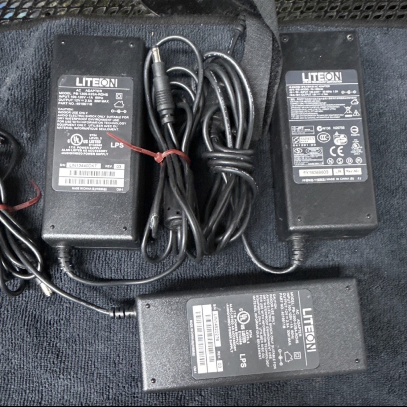 Lite-On Lot of 3 AC Laptop Adapters 12V/19V 4.74A PA-1300/PA-1900/PB-1300