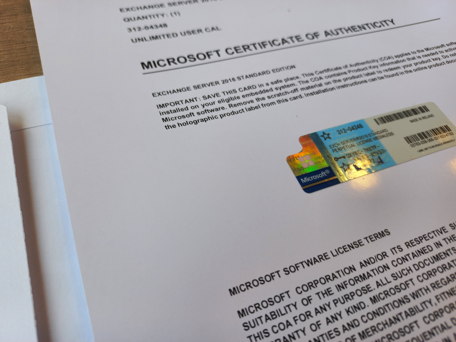 Microsoft Exchange Server 2016 STANDARD Retail Unlimited CAL CoA Authentic