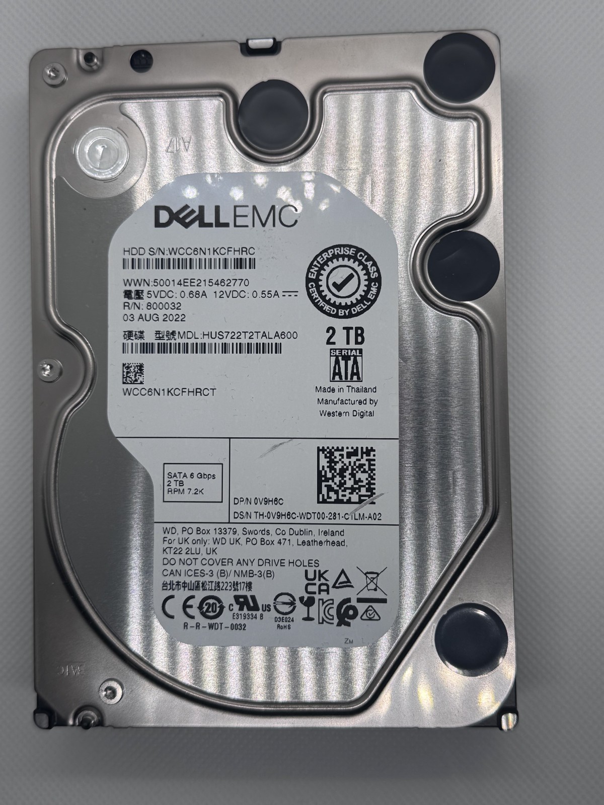 Dell EMC HUS722T2TALA600 3.5in 2TB SATA 6Gb/s 7.2K RPM HDD Hard Drive Disk