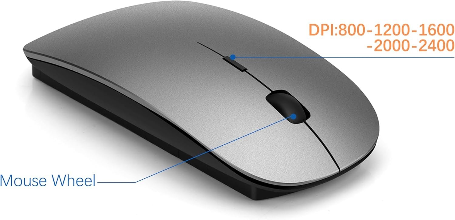 Wireless Keyboard and Mouse Ultra Slim Combo, TopMate 2.4G Silent Compact USB 24