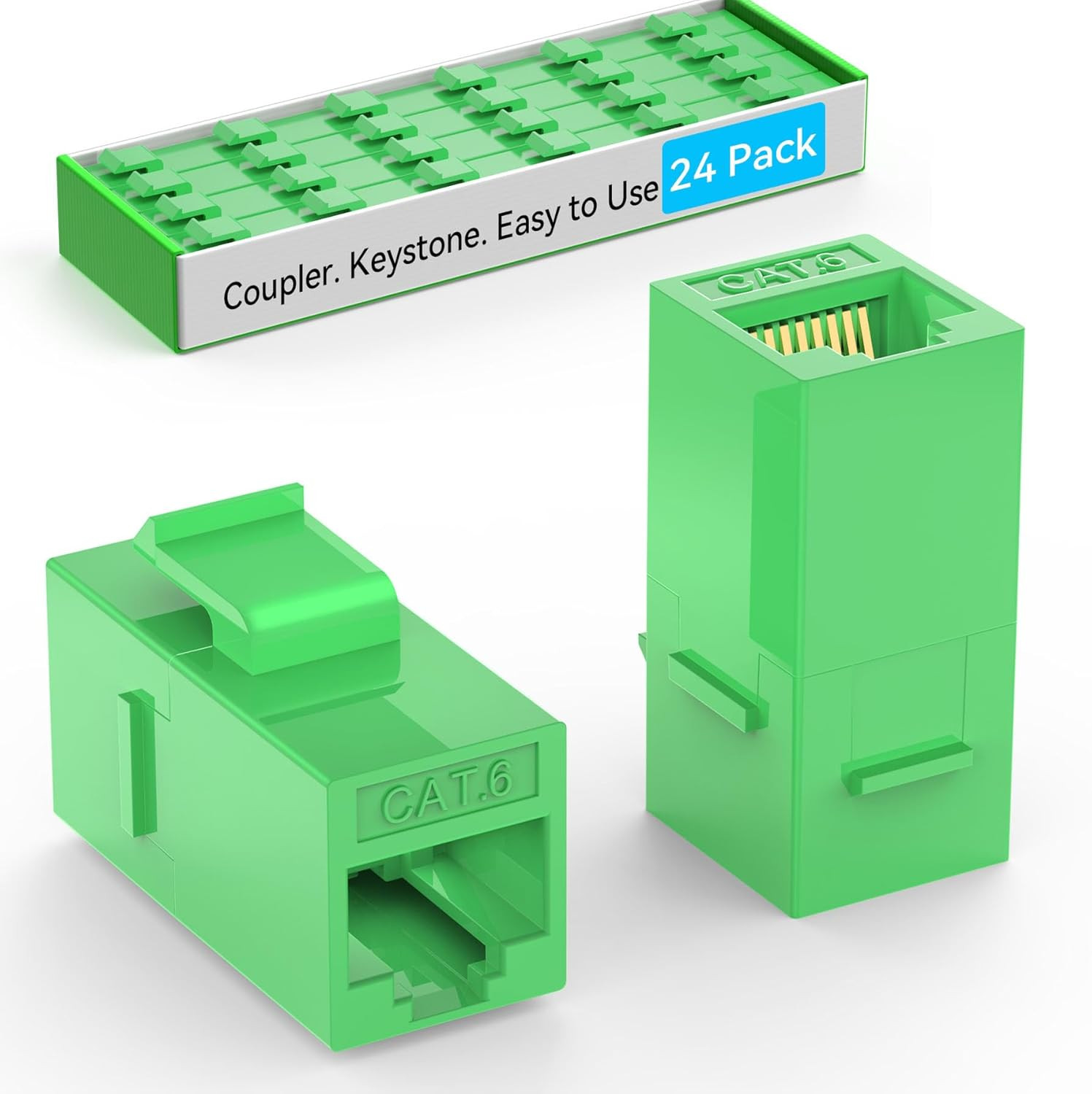 CAT6 RJ45 Keystone Coupler (24 Pack), Cat6 Keystone Jack Female to Female, Cat 6