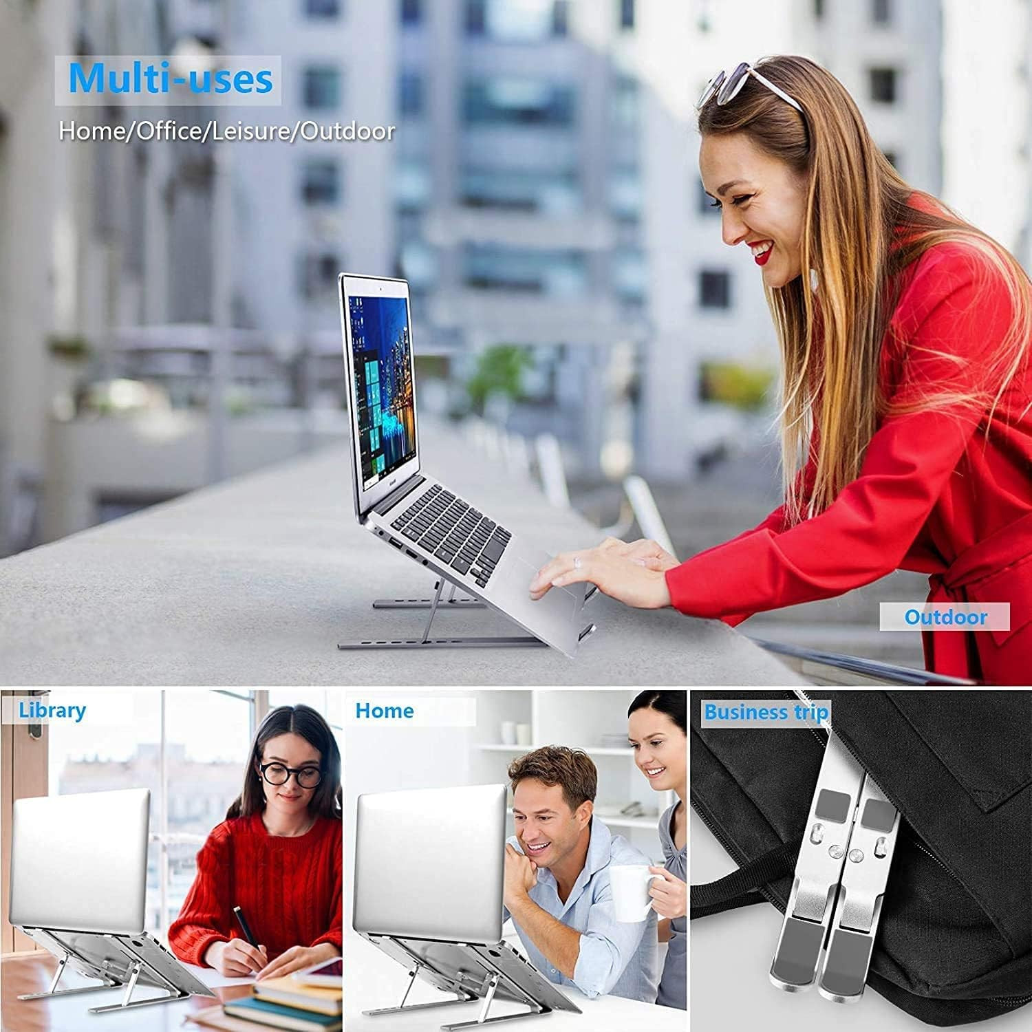Laptop Stand for Desk, Ergonomic Design Adjustable Aluminum Foldable Portable Co