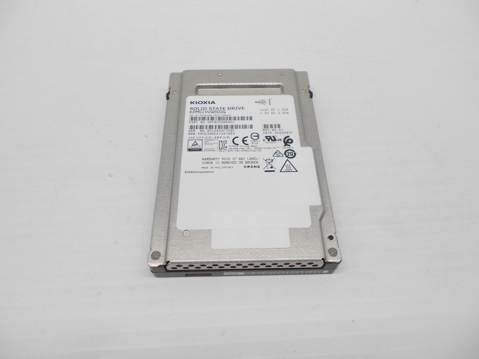 Kioxia 800GB 12G SAS SSD Hard Drive 2.5” Server Dell HP Supermicro KPM51VUG800G