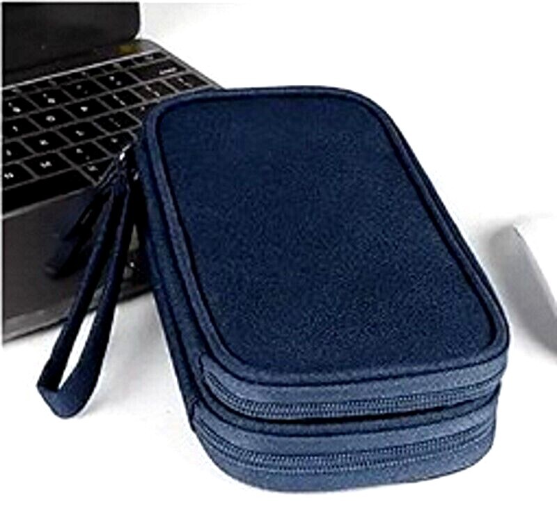 Travel Organizer for Tech with Cord Keepers Large Double Zip Case Wristlet
