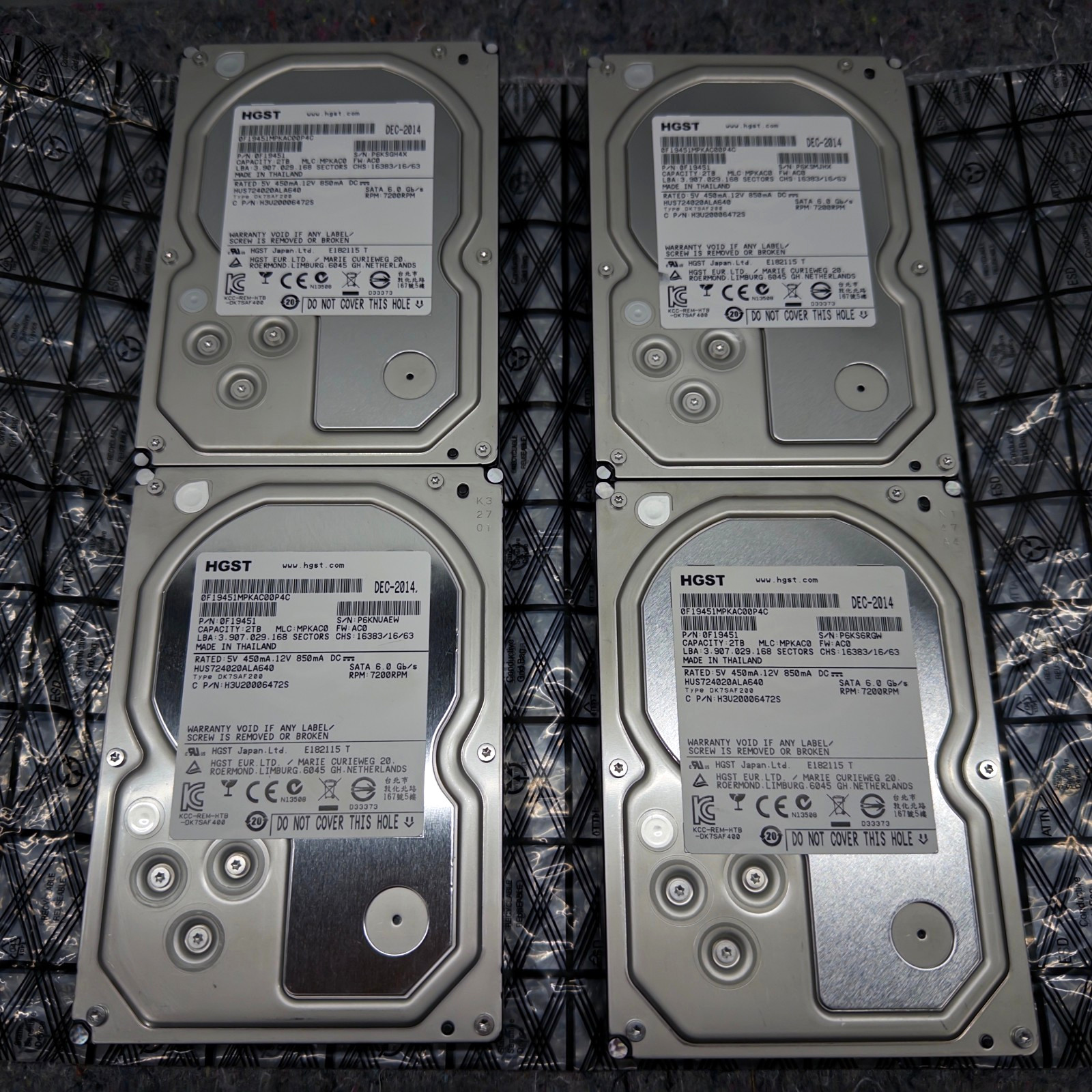 LOT 4 HGST HUS724020ALA640 Ultrastar 2TB 7200 RPM SATA 64MB Cache Hard Drive HDD