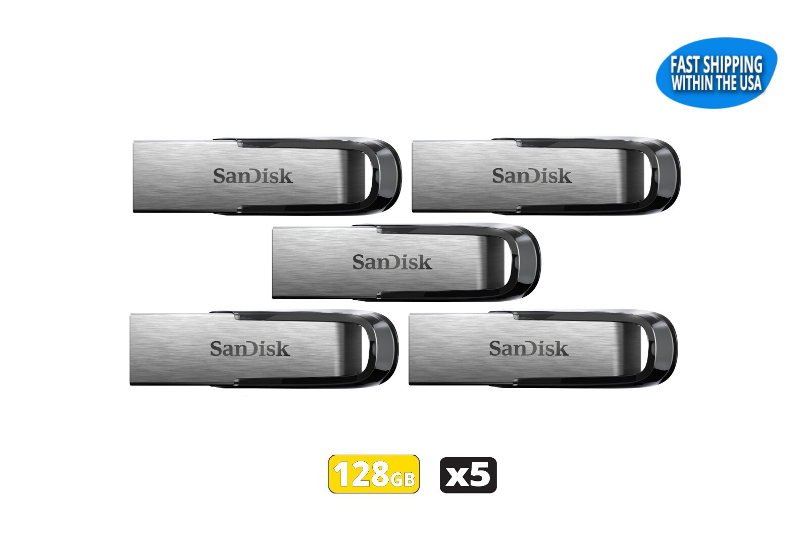 Sandisk Ultra Flair 128GB Flash Drive USB 3.0 Pen Drive Thumb Drive (5 Pack)