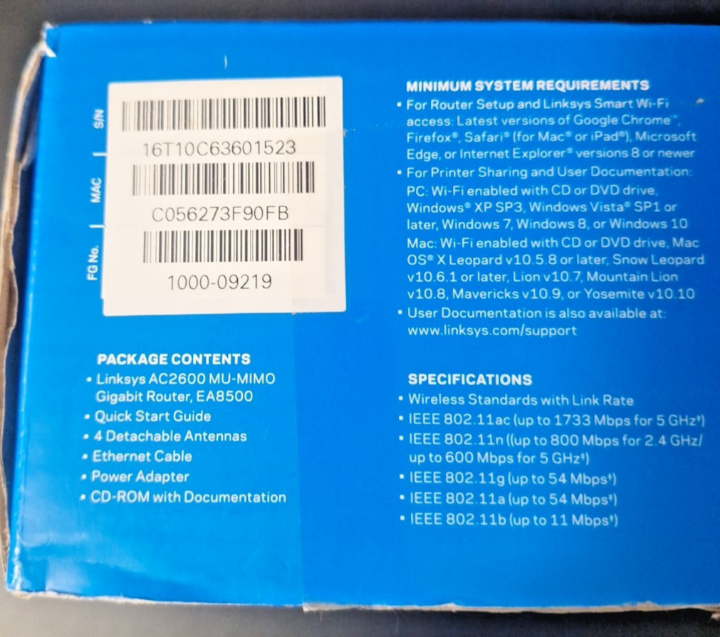 Linksys AC2600 MU-MIMO Max Stream Dual Band Wireless Wi-Fi Router