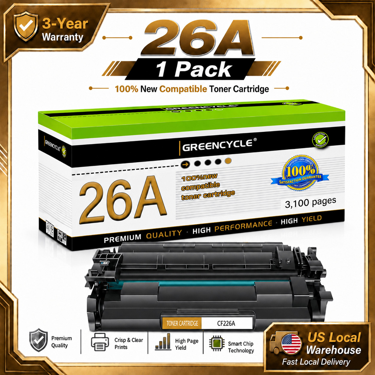 1 PK CF226A Compatible Toner Cartridge For HP 26A Fit For LaserJet Pro M402dne