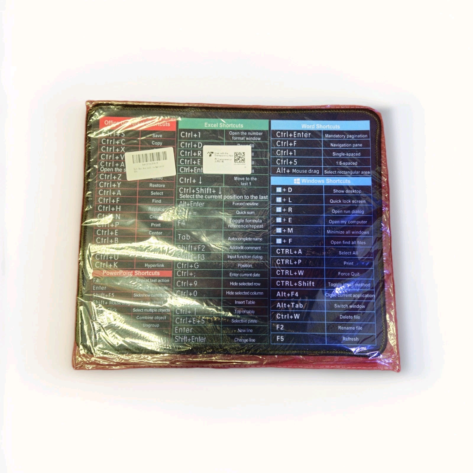 Office/PowerPoint/Excel/Word/Windows Shortcuts – Mouse Pad – 11.9″x10x1/8″ NIP