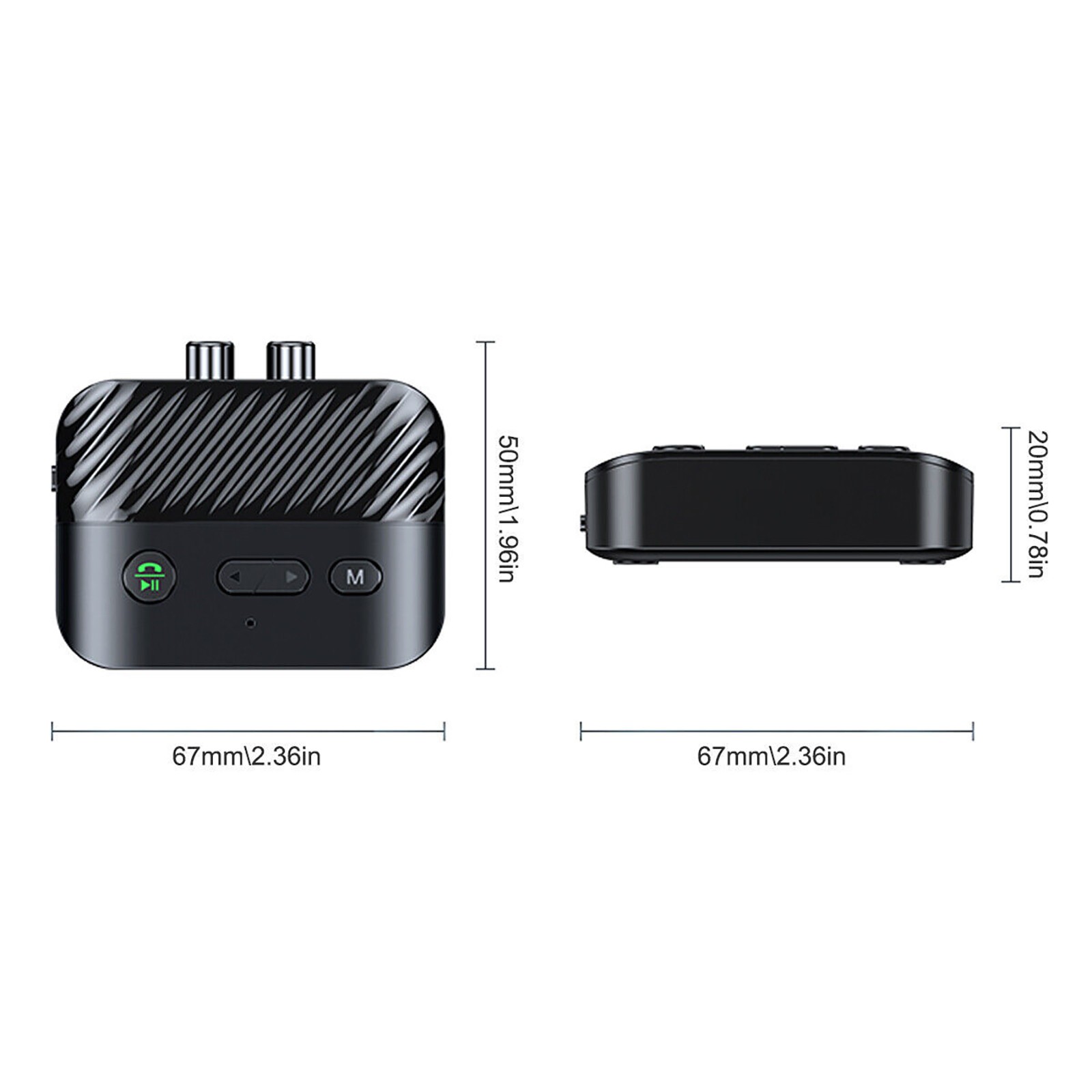 1 PC Bluetooth 5.3 Receiver Wireless 3.5mm AUX to 2 RCA USB Audio Adapter