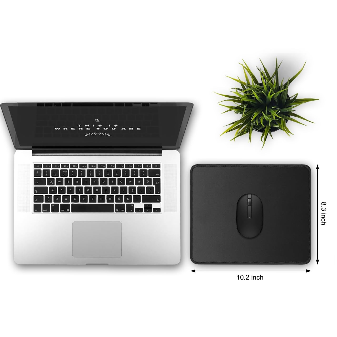JIKIOU 3 Pack Mouse Pad with Stitched Edge, 10.2×8.3×0.12inch, Black
