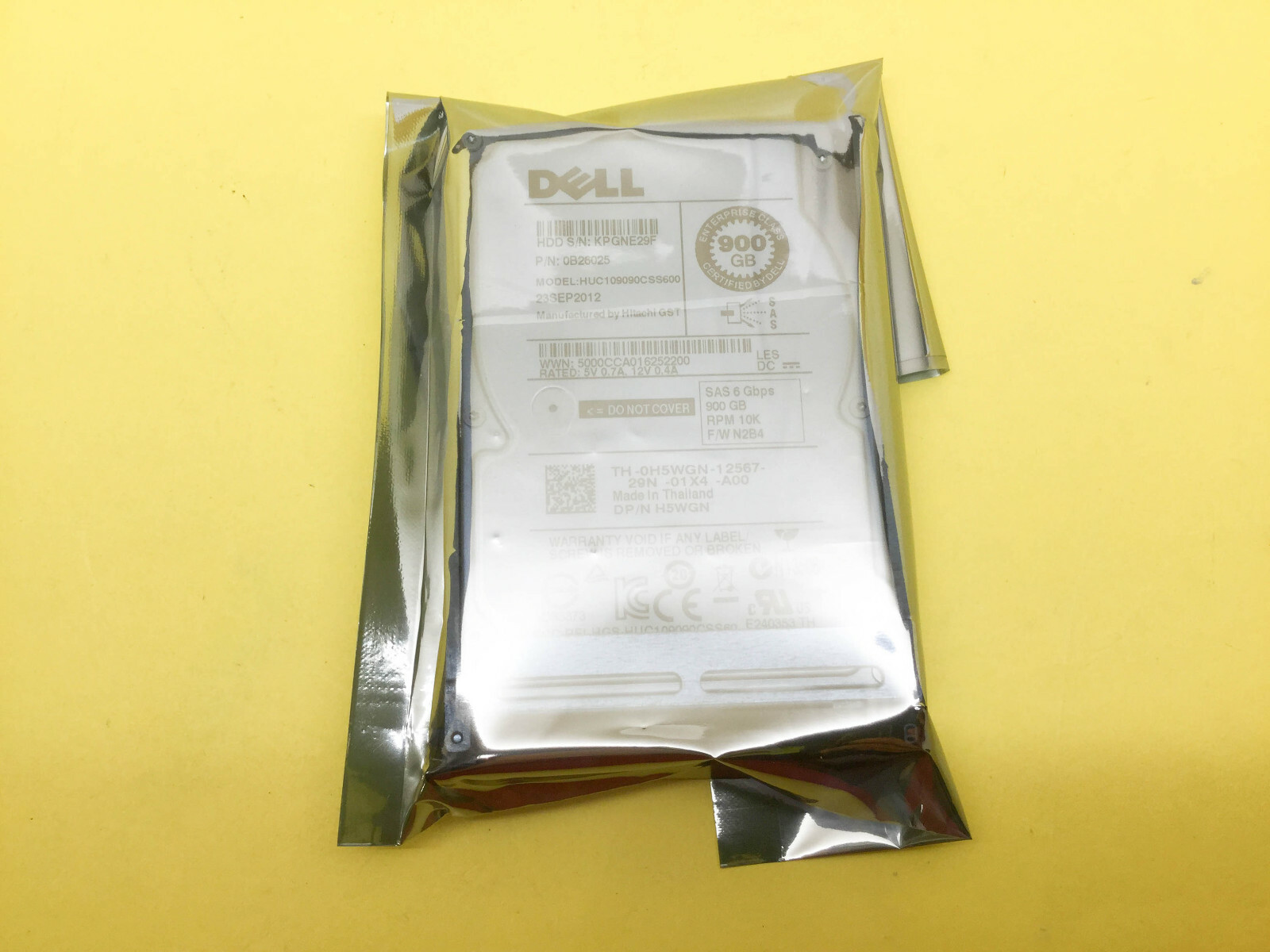 H5WGN Dell 900GB 6Gbps SAS 10K 2.5in HDD HUC109090CSS600