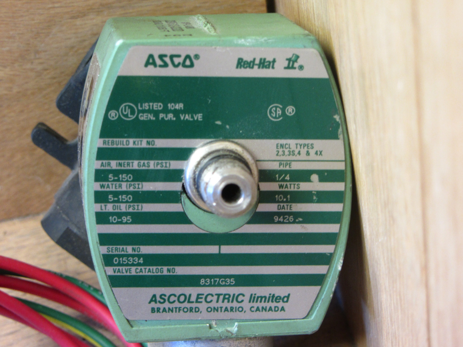 Asco 8317G35 Solenoid Valve 5-150 PSI 1/4″ 10.1 Watts Used CSQ