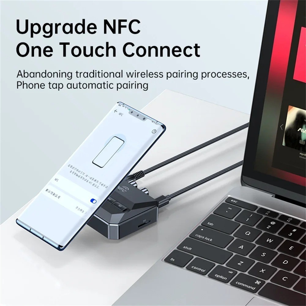 Bluetooth 5.3 Home Stereo Audio Receiver AUX USB Optical HD Music to RCA Adapter