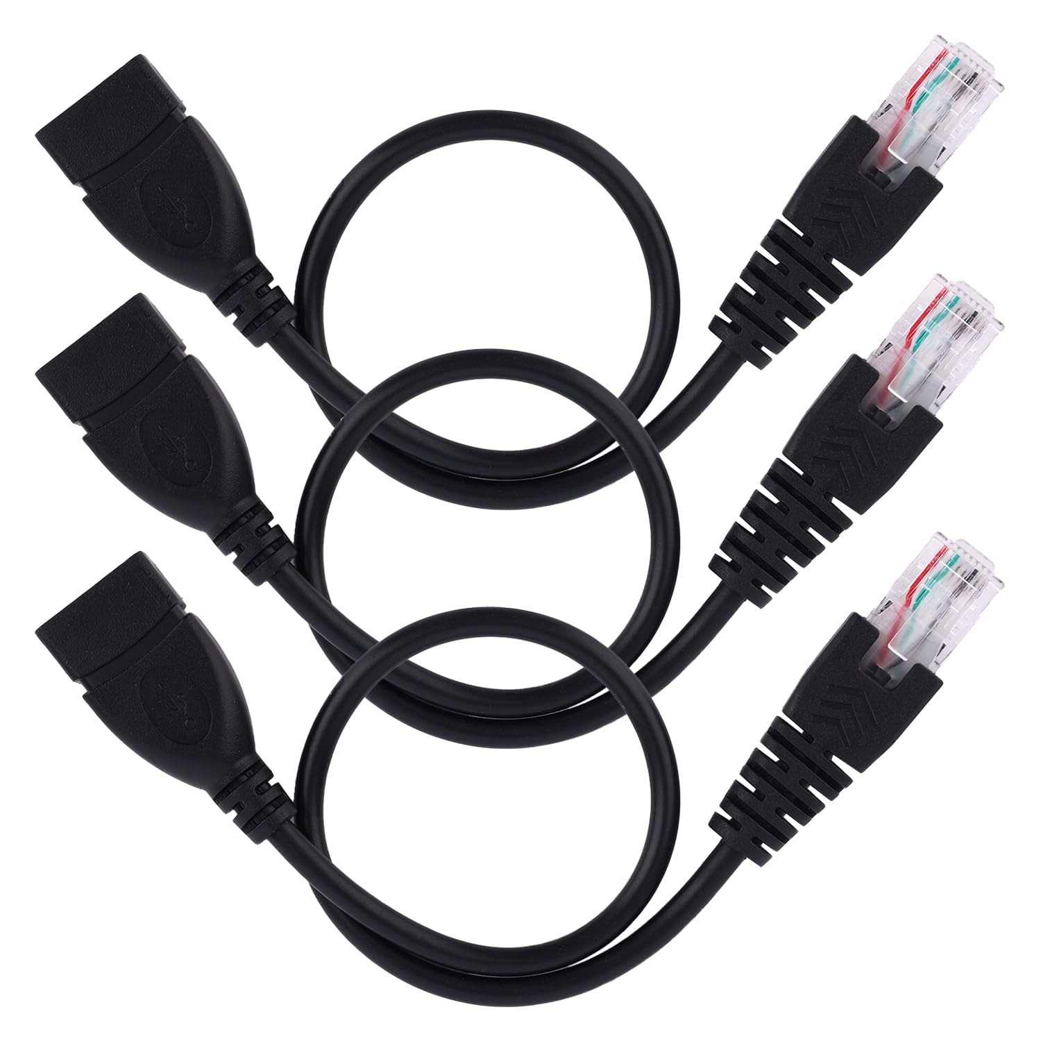 3pcs USB to RJ45 Ethernet Adapter Cable, 30cm/11.81in USB Female to RJ45 Male…
