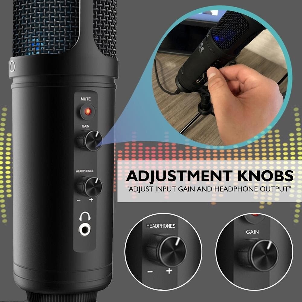 Pyle Computer Desktop Microphone w/ Tripod Stand, Easy USB Plug-and-Play