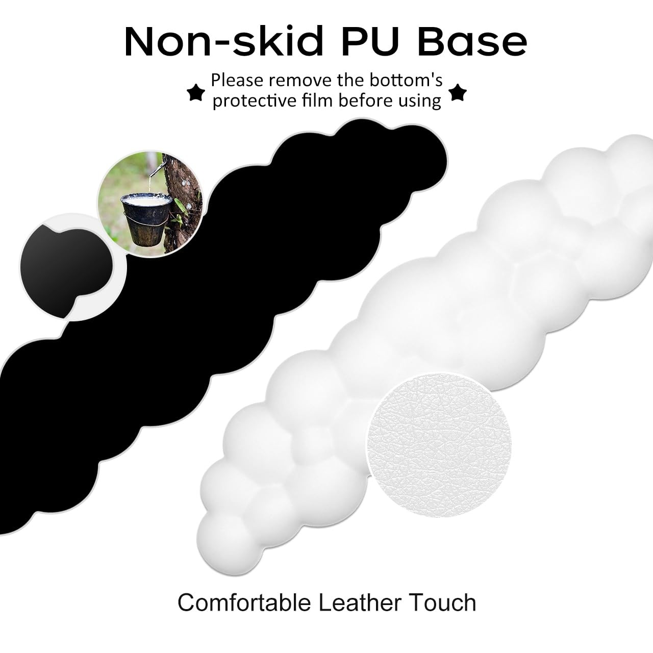 JIKIOU Upgrade Leather Cloud Keyboard Wrist Rest, 16.9×4.3×0.82in, 01white