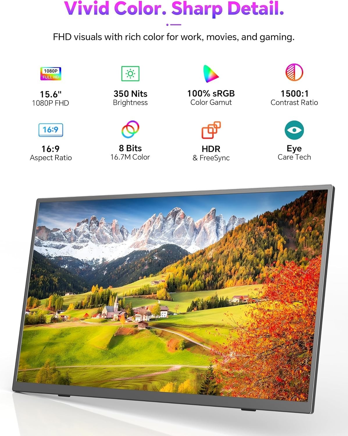 HotYeah 15.6″ Portable Touchscreen Monitor 1080p FHD with Speaker and Case