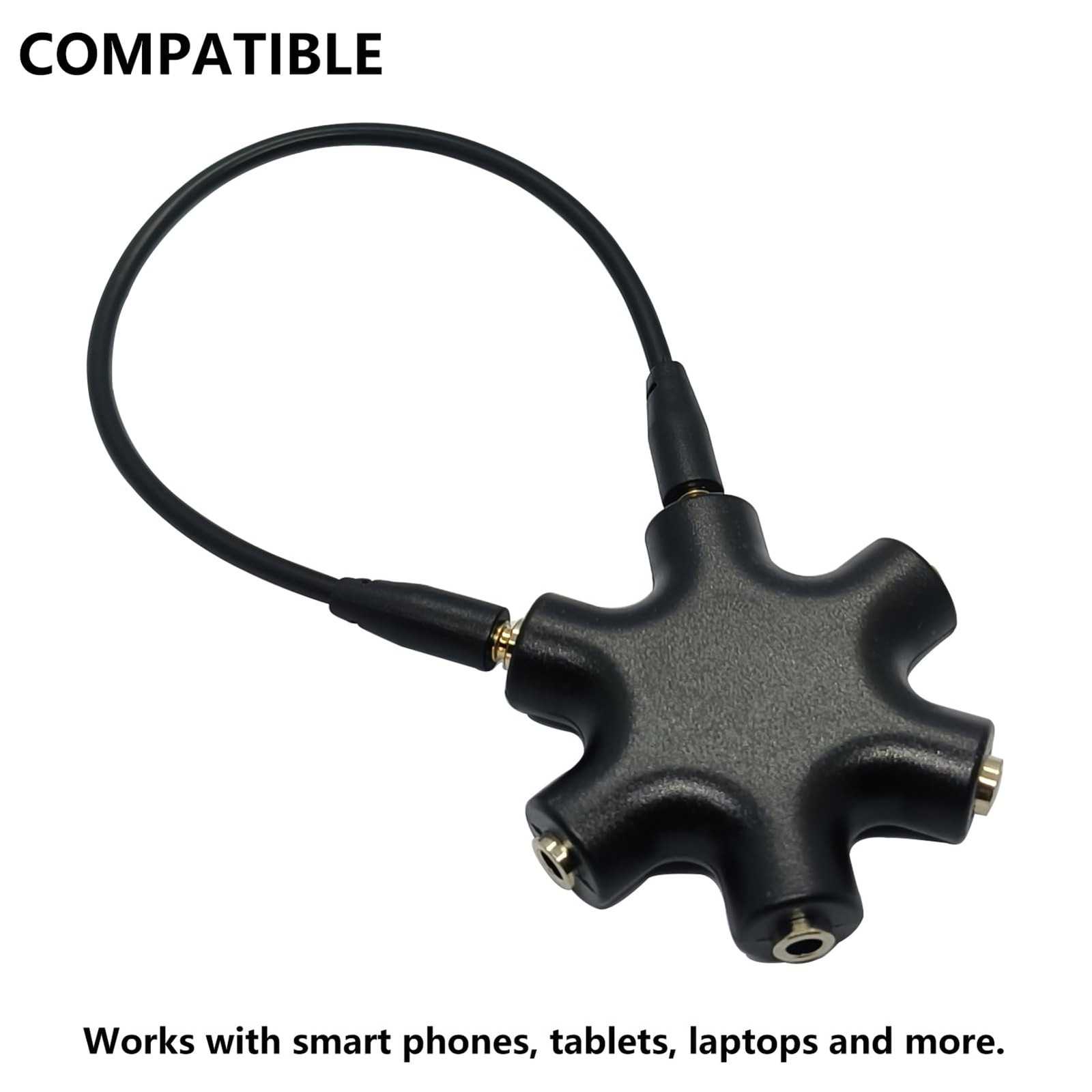 Typheoniks 5-Jack Audio Headphone Splitter 5 Way for 3.5mm 1 pack, Black