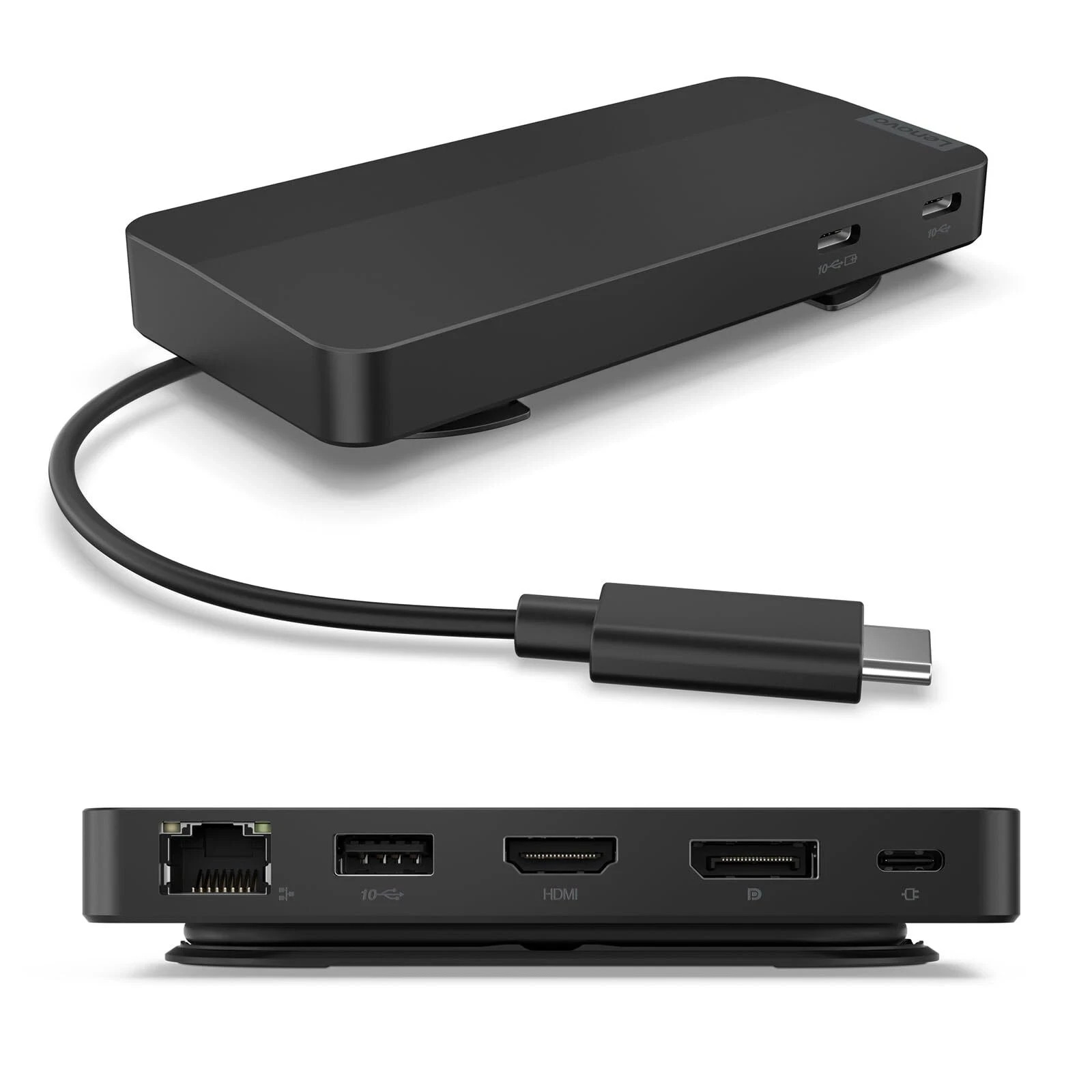 Lenovo Dual Display USB-C Dock, 4K Output, 7-in-1 Travel Hub – Black