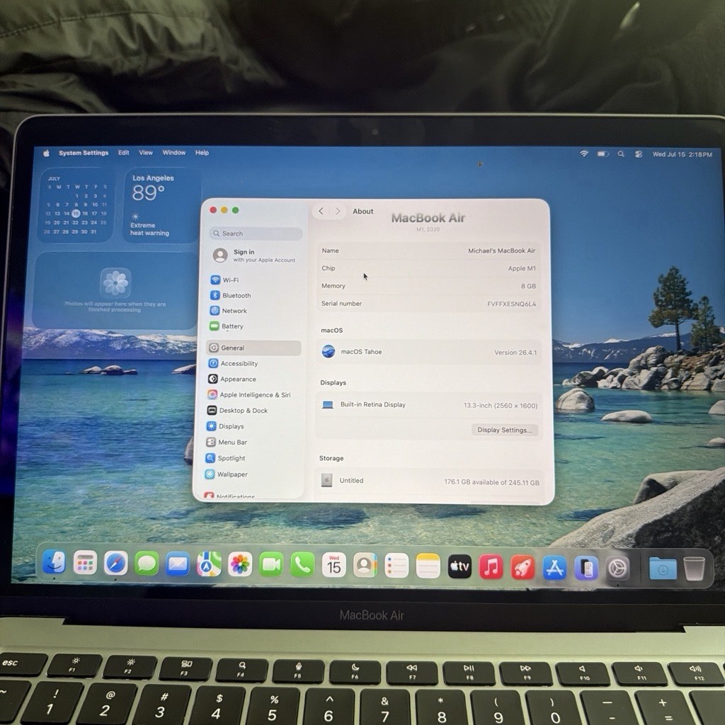 Apple MacBook Air 13.3in Silver M1 8GB 256GB SSD Laptop (2020) Local pickup only